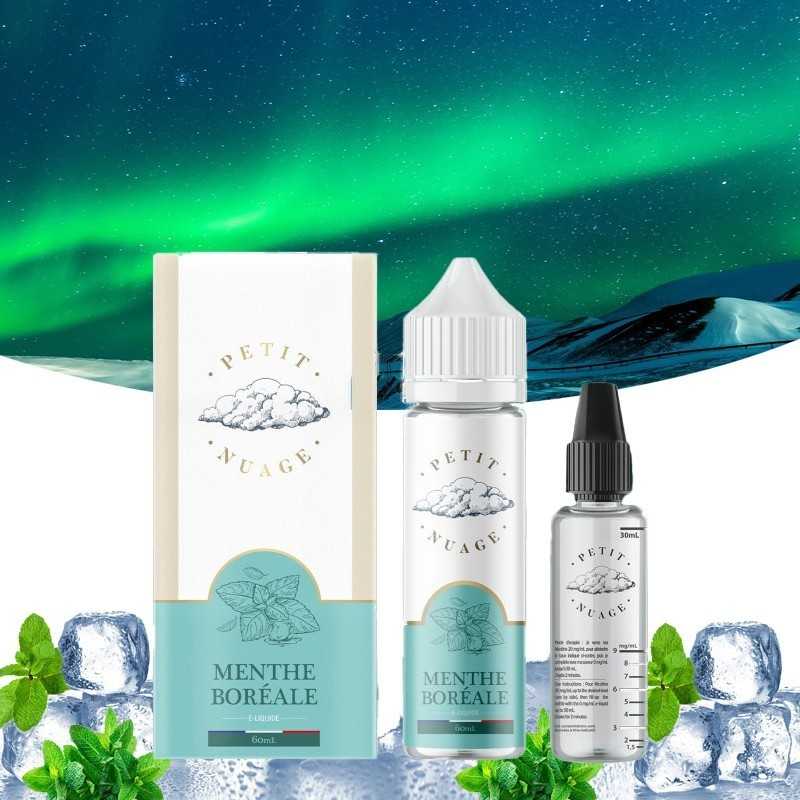 MENTHE BORÉALE 60ML - PETIT NUAGE avec une fiole graduée et sa menthe extra fraîche