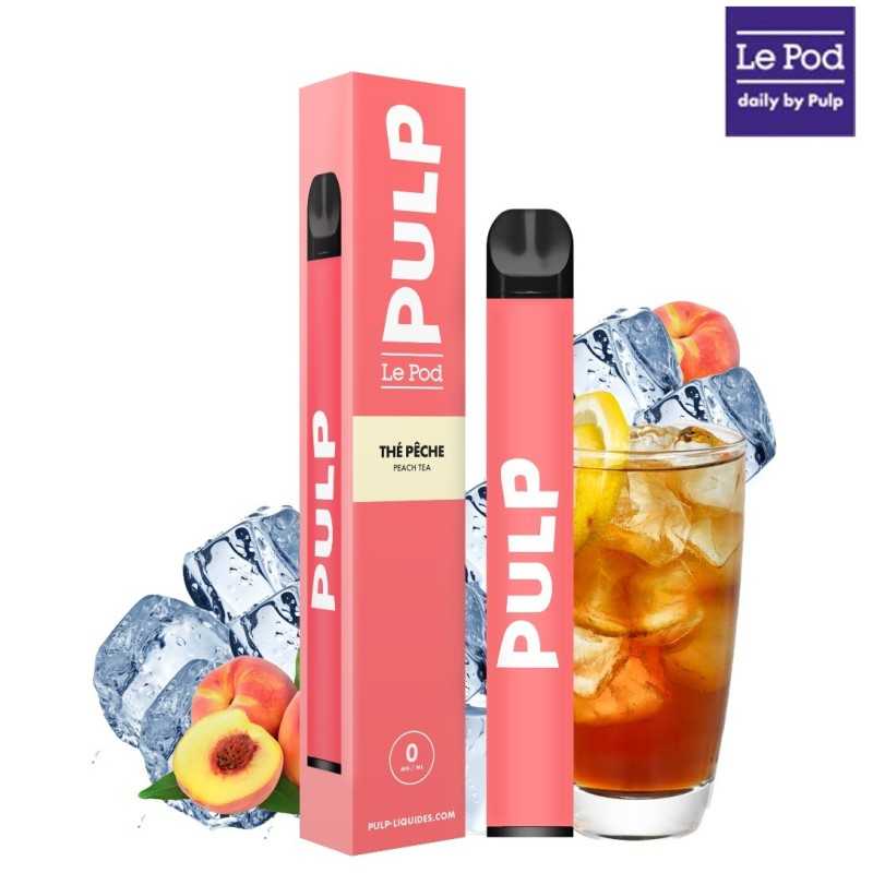 PUFF THÉ A LA PÊCHE LE POD DAILY DE PULP AVEC SA BOISSON ICE TEA PÊCHE