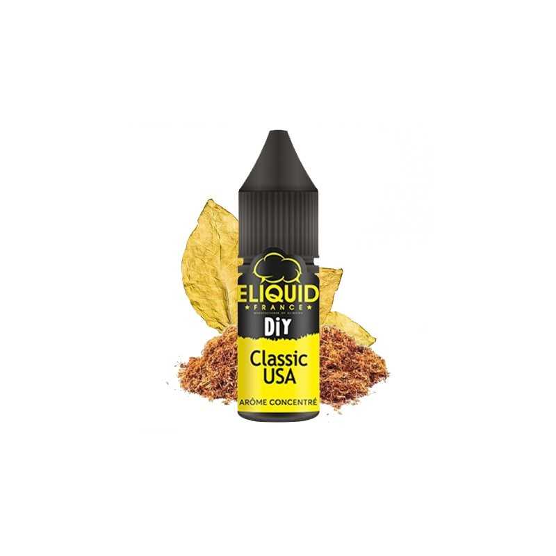 Arôme classique USA eliquid france et des feuilles de tabac.