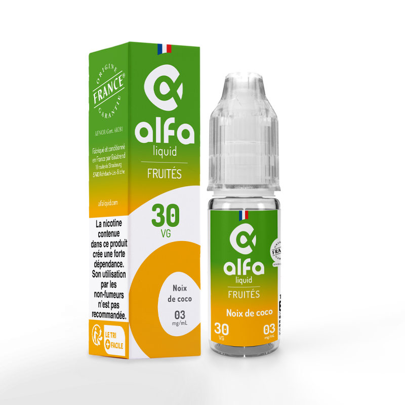 Flacon e-liquide 10 ml coco d'alfaliquid