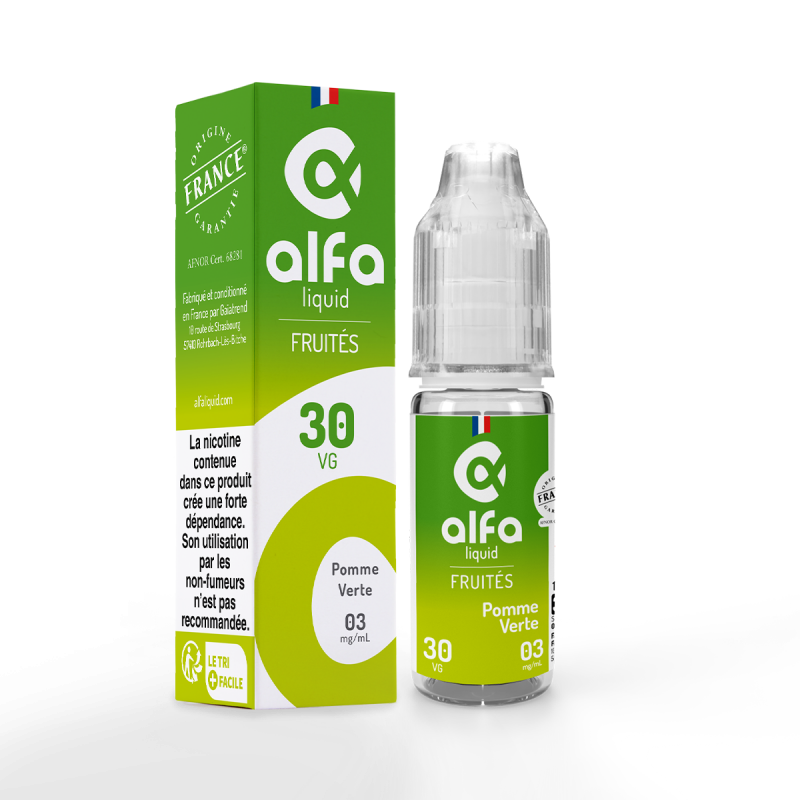 E LIQUIDE POMME VERTE d'Alfaliquid avec son étui