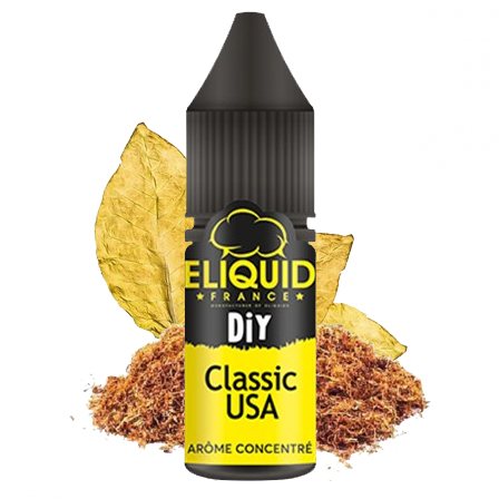 Flacon arôme Classique USA de la marque e-liquid 10 ml avec ses feuilles de tabac