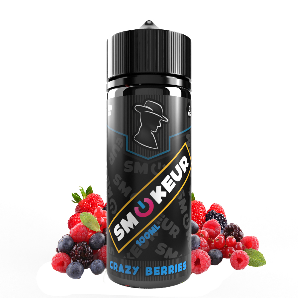 Flacon e-liquide 100 ml fruits rouges. Crazy berries de smokeur