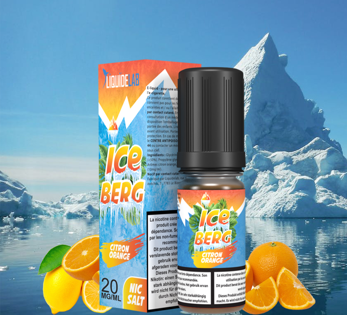 e liquide iceberg-citron orange 20mg de sel de nicotine-10ml-o-jlab avec un iceberg et ses agrumes