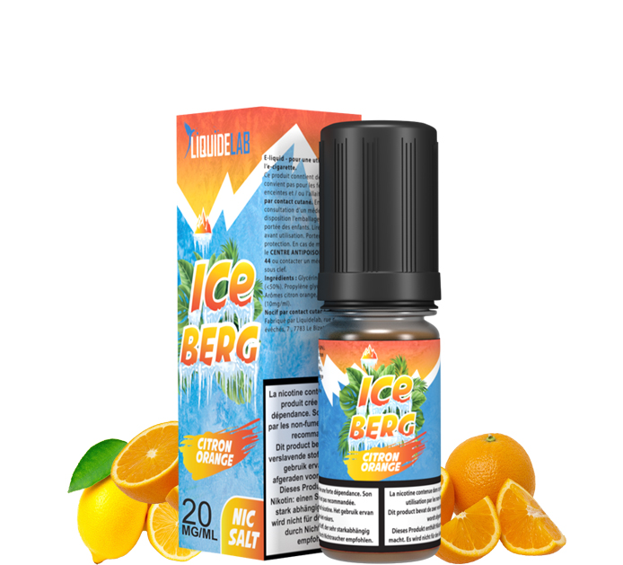 Flacon e liquide iceberg-citron orange-10ml-o-jlab sel de nicotine avec ses agrumes