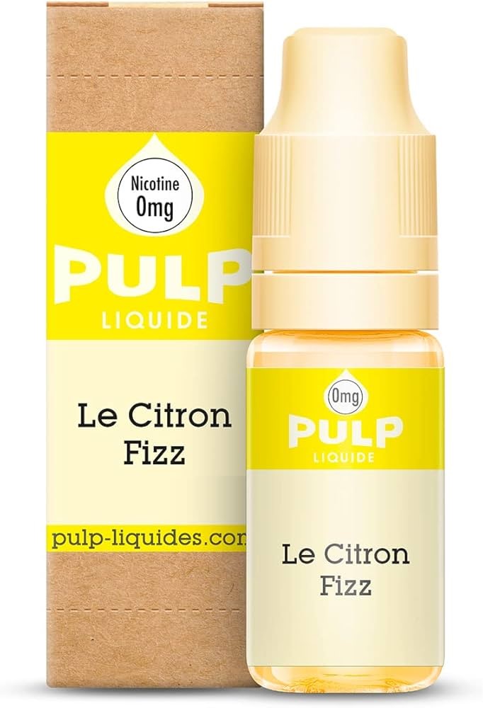 Photo d'une bouteille 10ml de eliquide citron fizz PULP avec son emballage carton