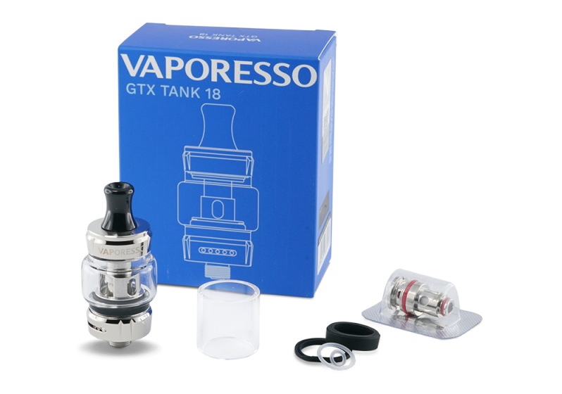 Clearomisuer GTX Tank 18 de vaporesso et ses accessoires