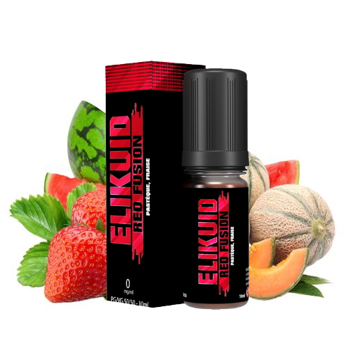 flacon de e liquide red fusion 10 ml et ses fruits pastèque, melon et fraise